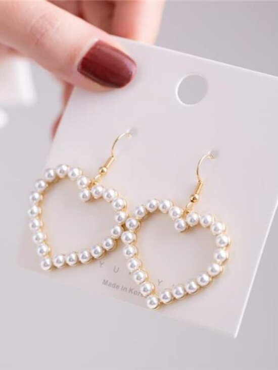 14k Gold/Silver Plated Pearl Drop Dangle Earrings for Women Long Chain Tassel - Picture 7 of 7